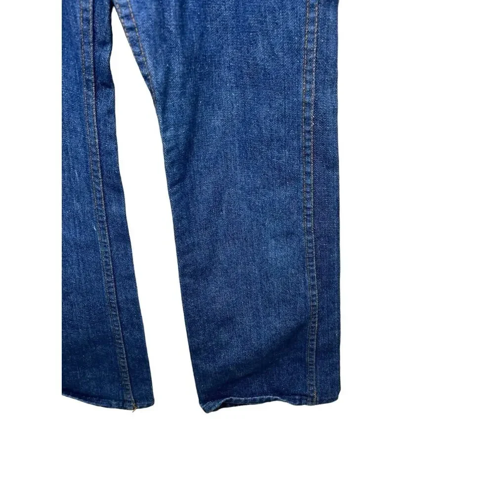 Vintage 70s Sears Denim Jeans Kids Size 14 Slim Blue Perma Prest Western Rodeo